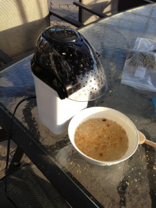 hot air popper roasting coffee